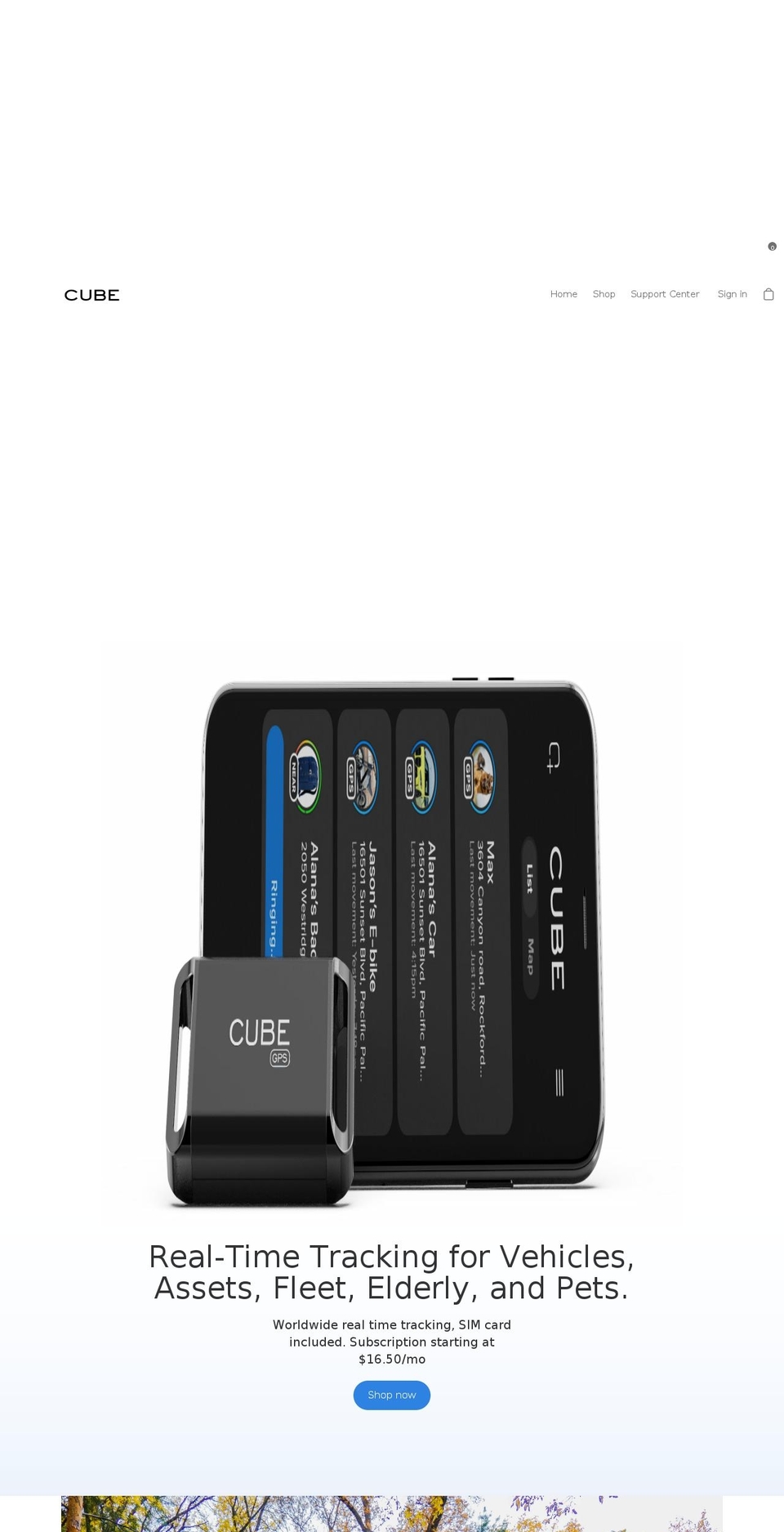 cubetracker.com shopify website screenshot