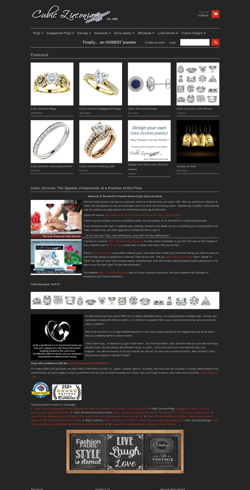 cubiczirconia.com shopify website screenshot