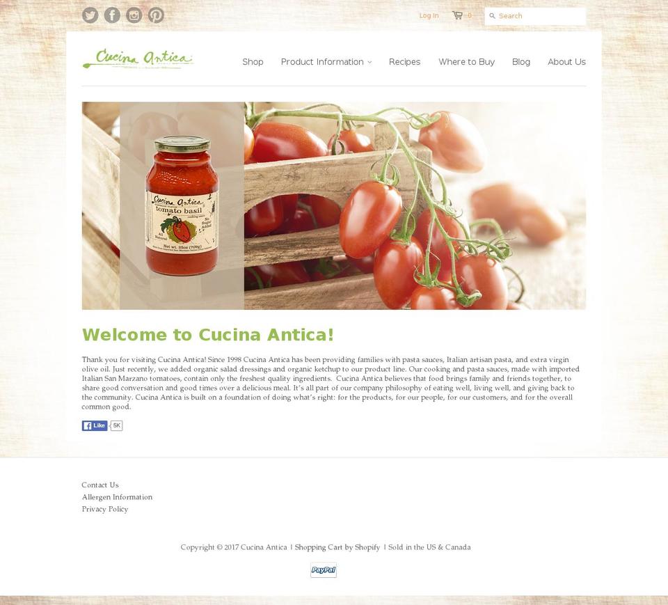 cucinaanticafoods.info shopify website screenshot