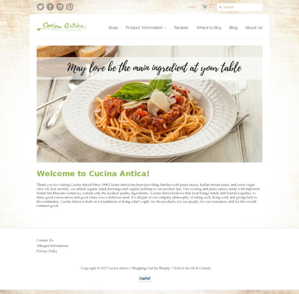 cucinaanticafoodscorp.org shopify website screenshot