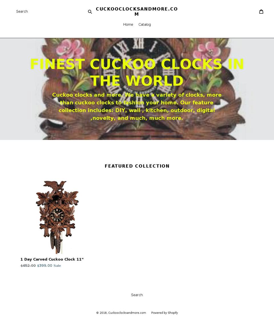 cuckooclocksandmore.com — Shopify storefront screenshot