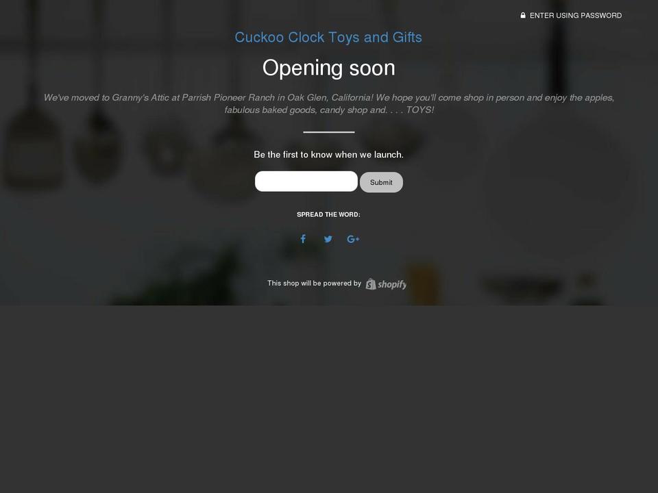 cuckooclocktoysandgifts.com shopify website screenshot