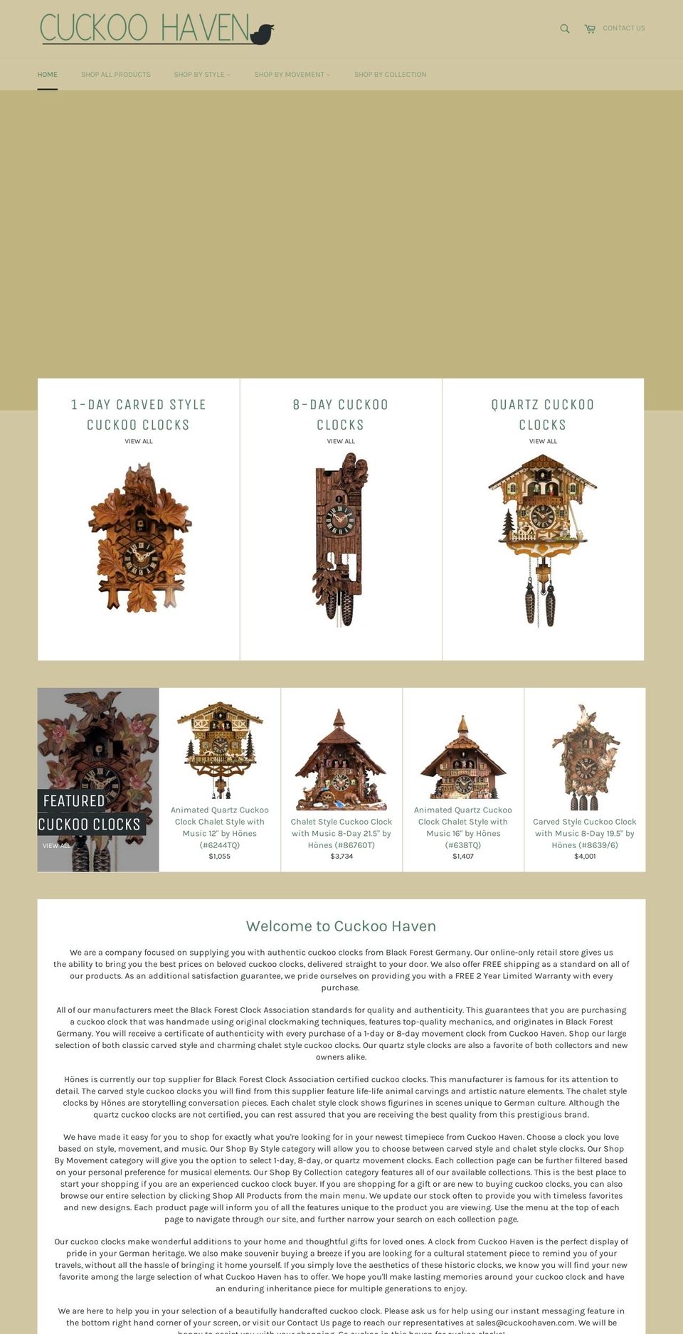 cuckoohaven.com — Shopify storefront screenshot