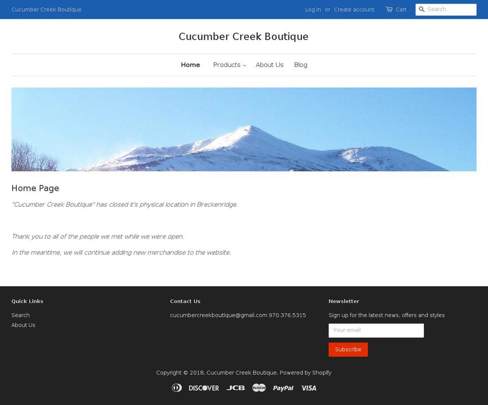 cucumbercreekboutique.com shopify website screenshot