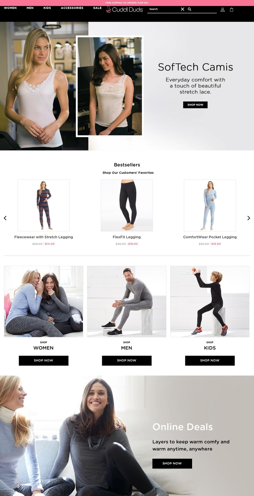 cuddlduds.com — Shopify storefront screenshot
