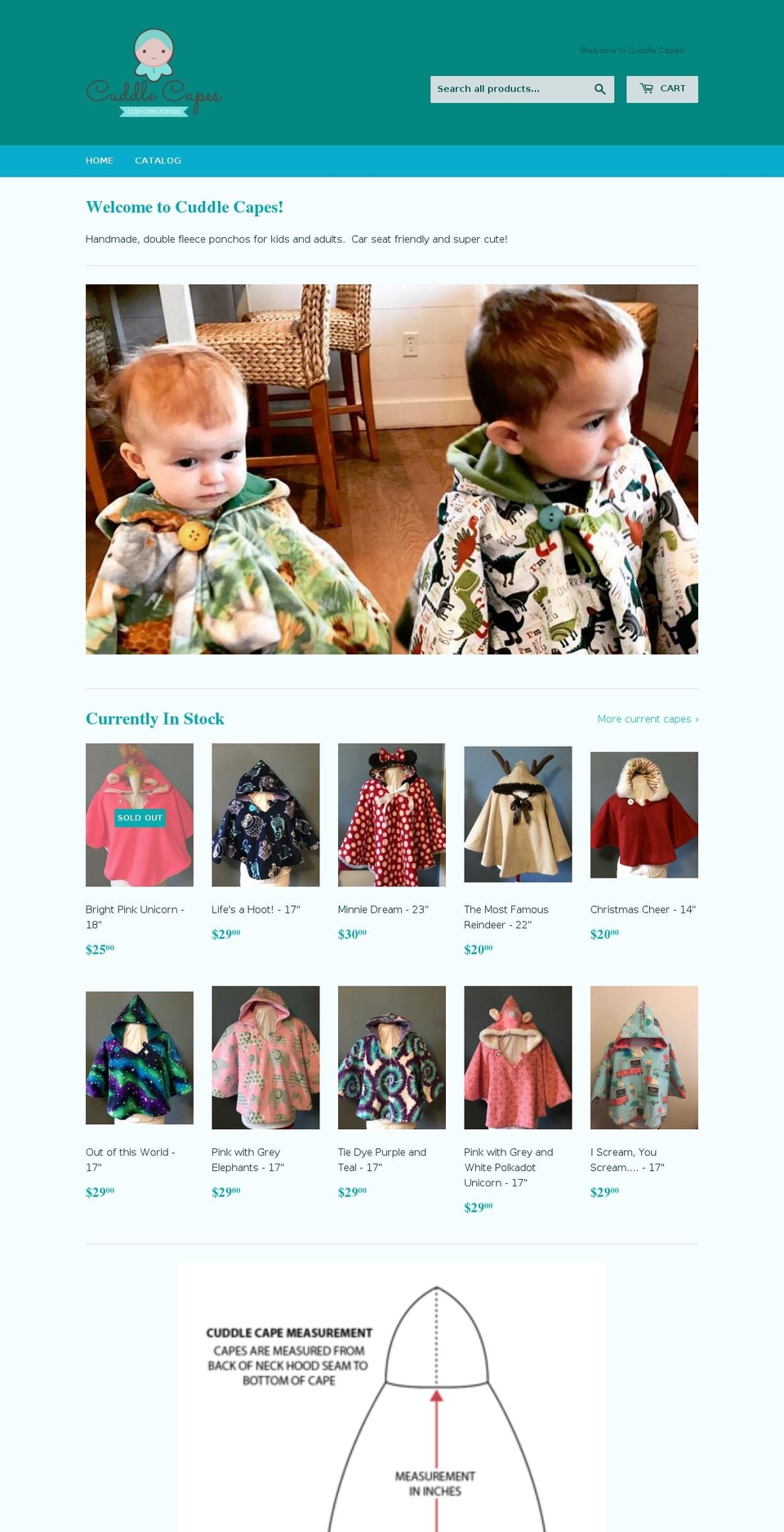 cuddlecapes.com — Shopify storefront screenshot