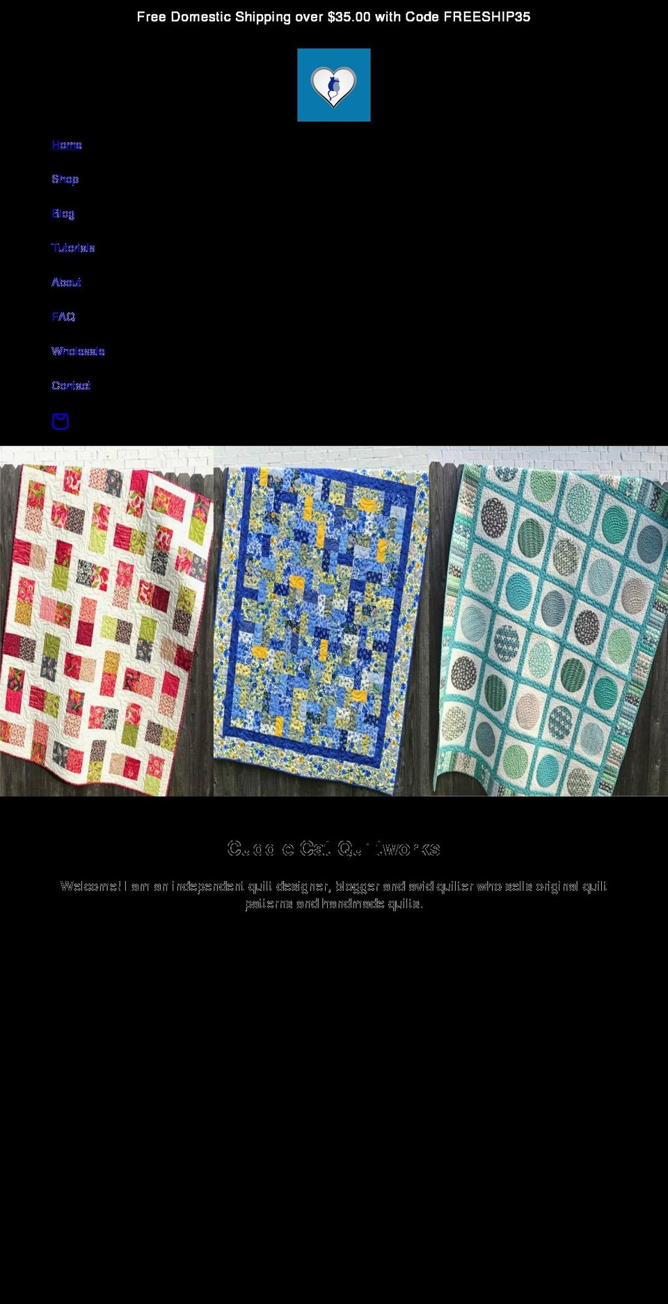 cuddlecatquiltworks.com shopify website screenshot
