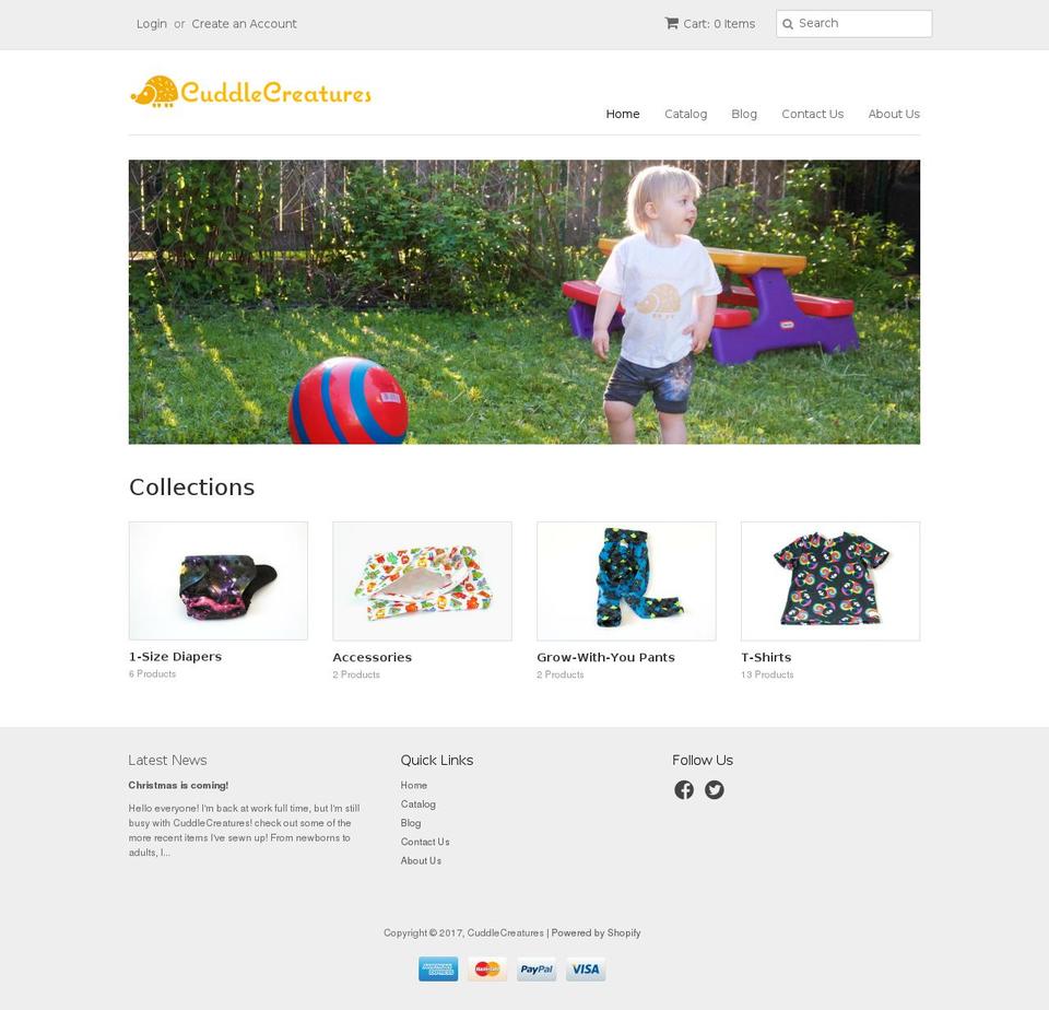 cuddlecreaturesshop.com shopify website screenshot