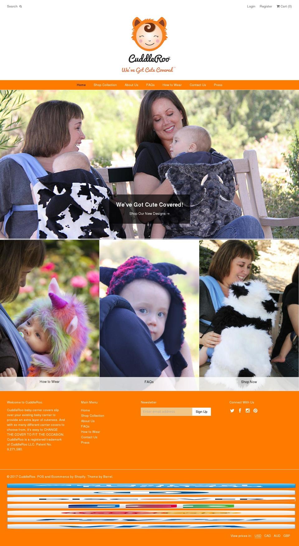cuddleroo.com shopify website screenshot