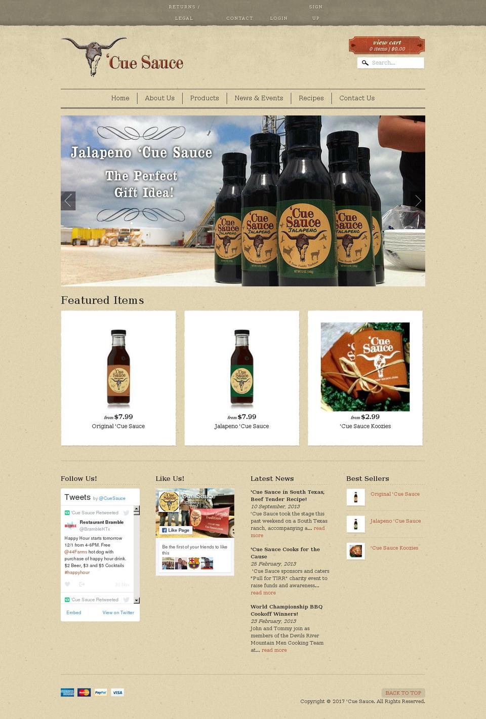 cue-sauce.com shopify website screenshot