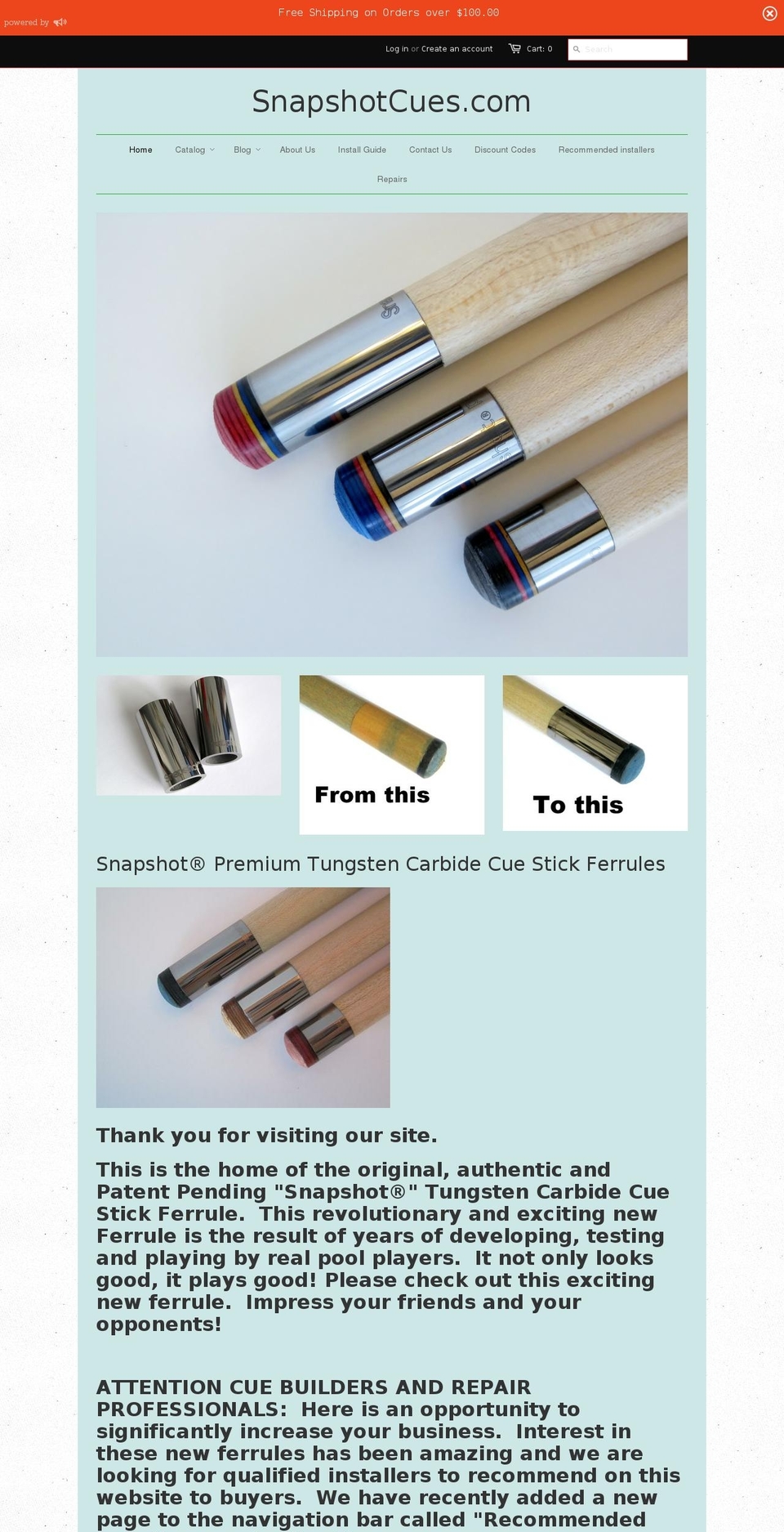 cueferrules.com shopify website screenshot