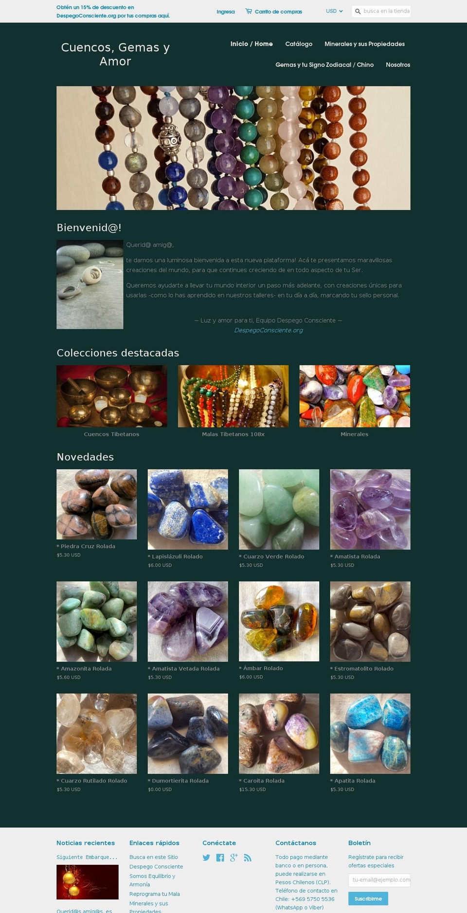 cuencos-gemas-y-amor.com — Shopify storefront screenshot