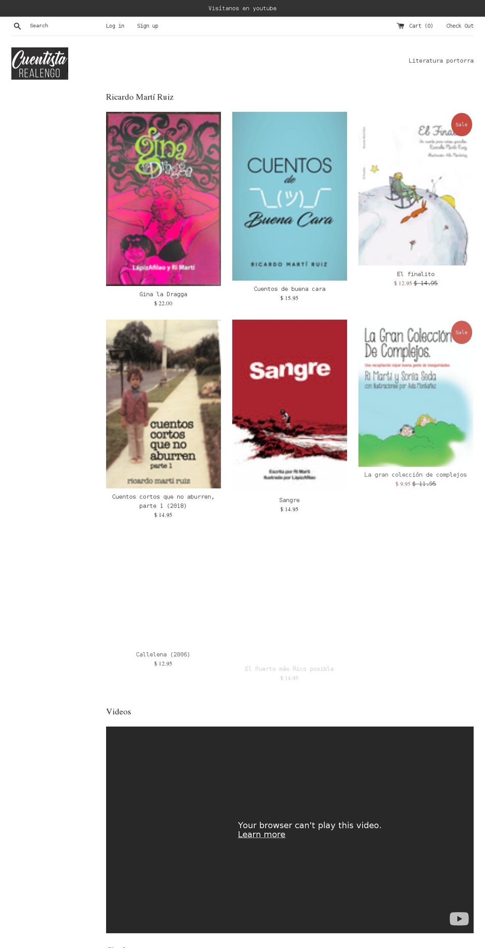 cuentistarealengo.com — Shopify storefront screenshot