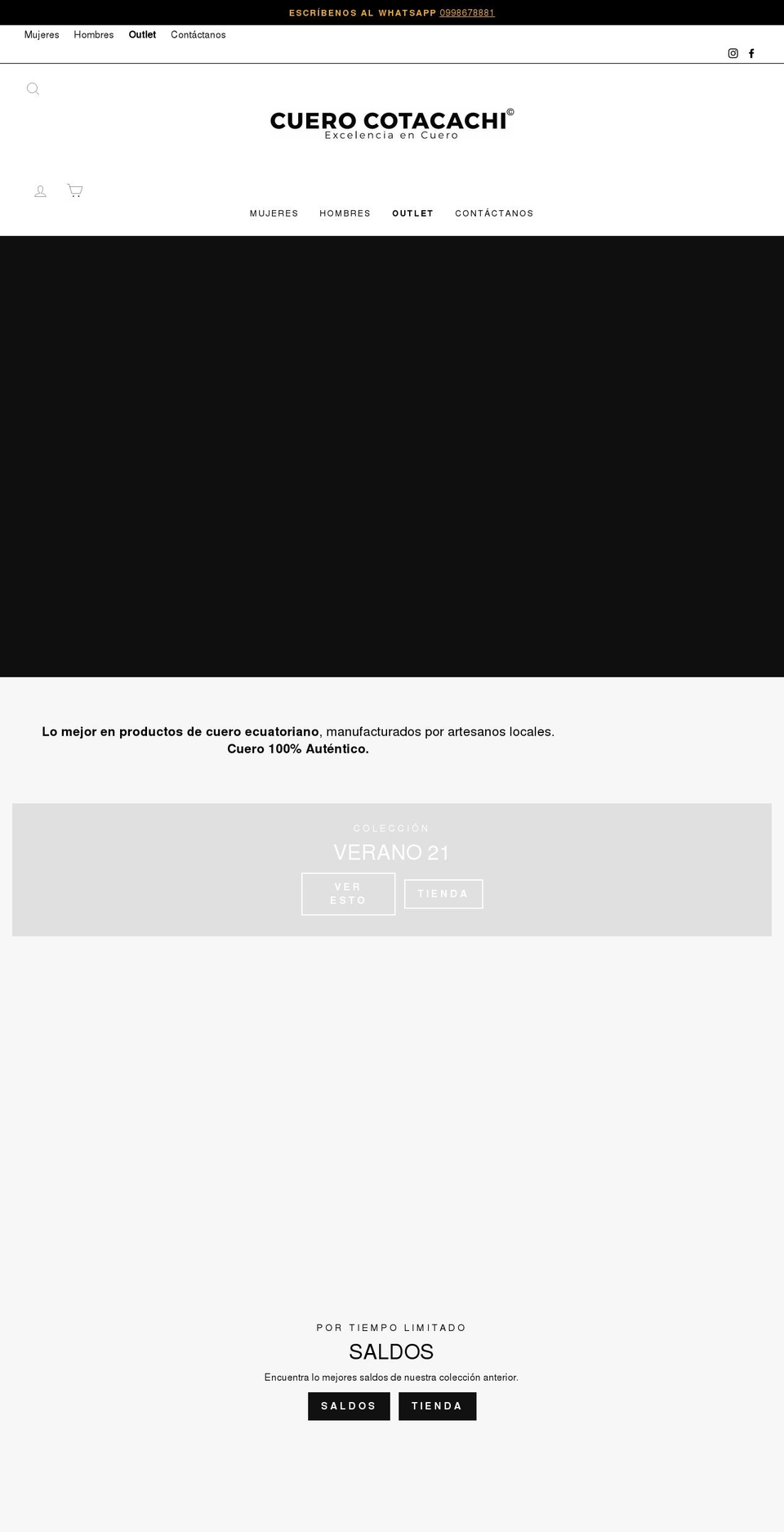 cuerocotacachi.com shopify website screenshot