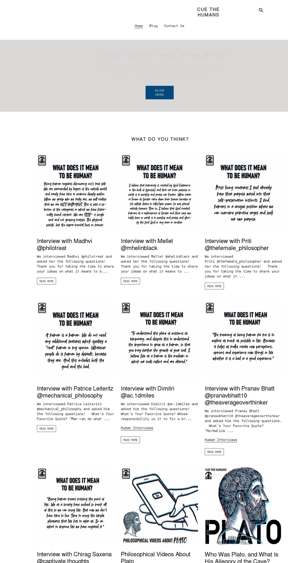cuethehumans.com shopify website screenshot
