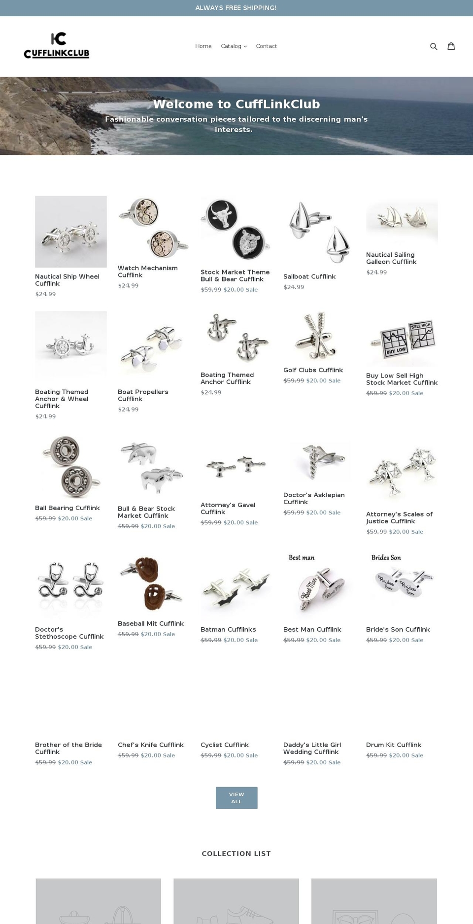 cufflinkclub.com — Shopify storefront screenshot