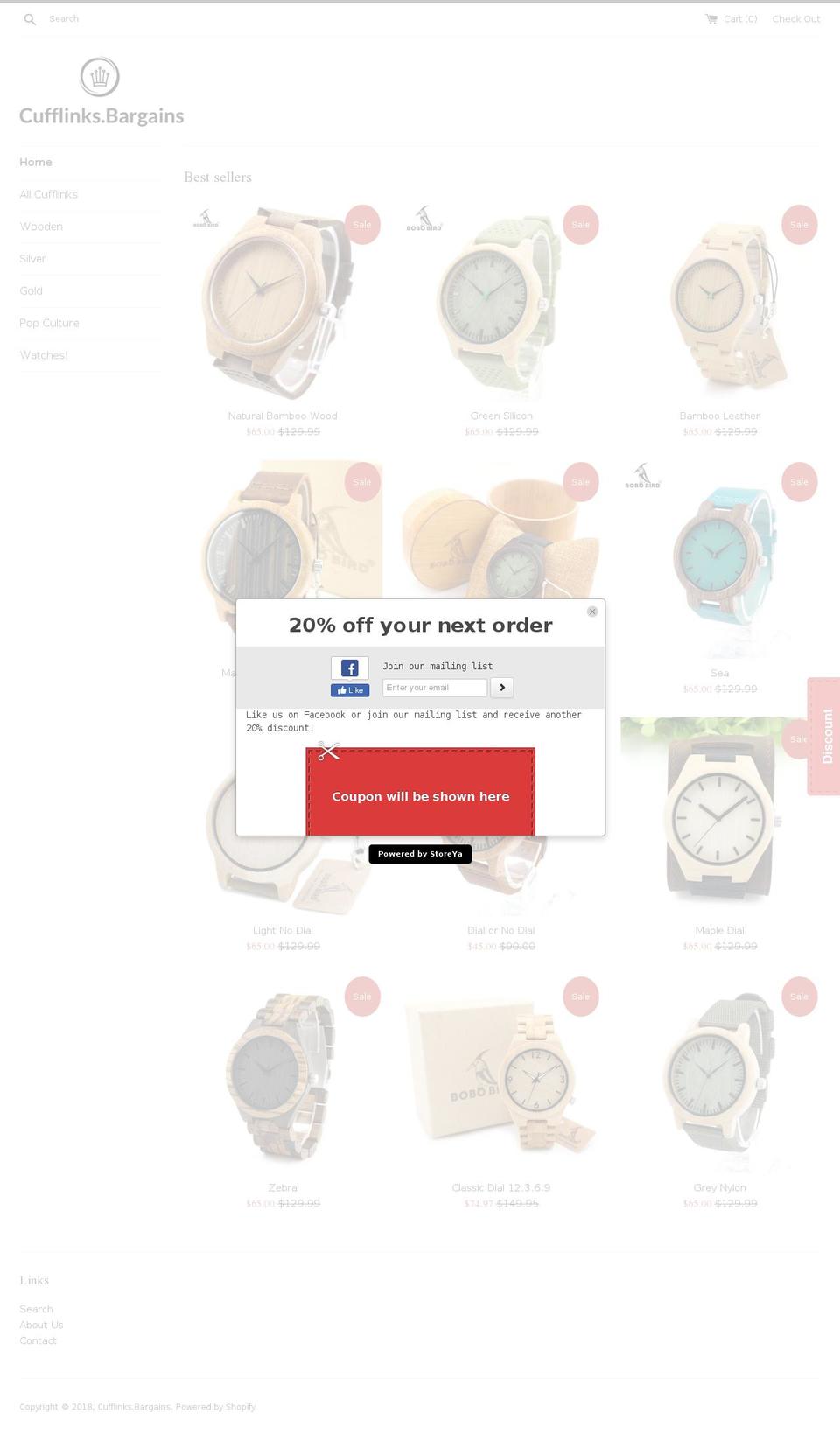 cufflinks.bargains shopify website screenshot