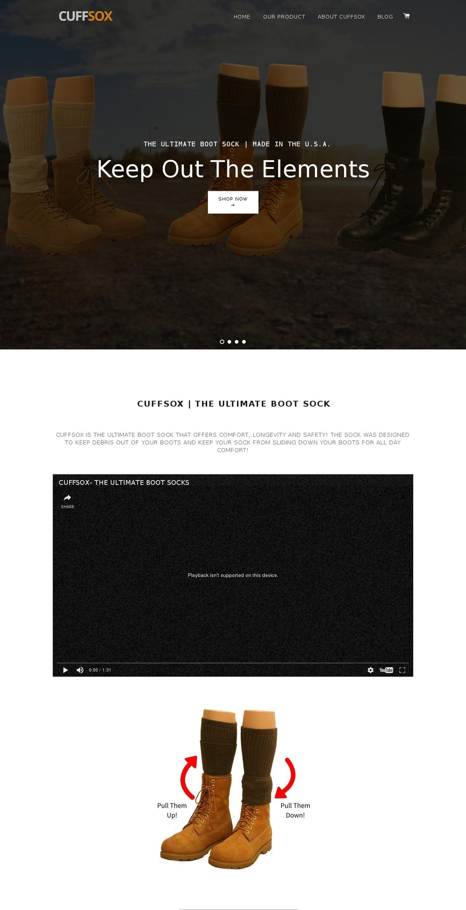 cuffsox.com shopify website screenshot