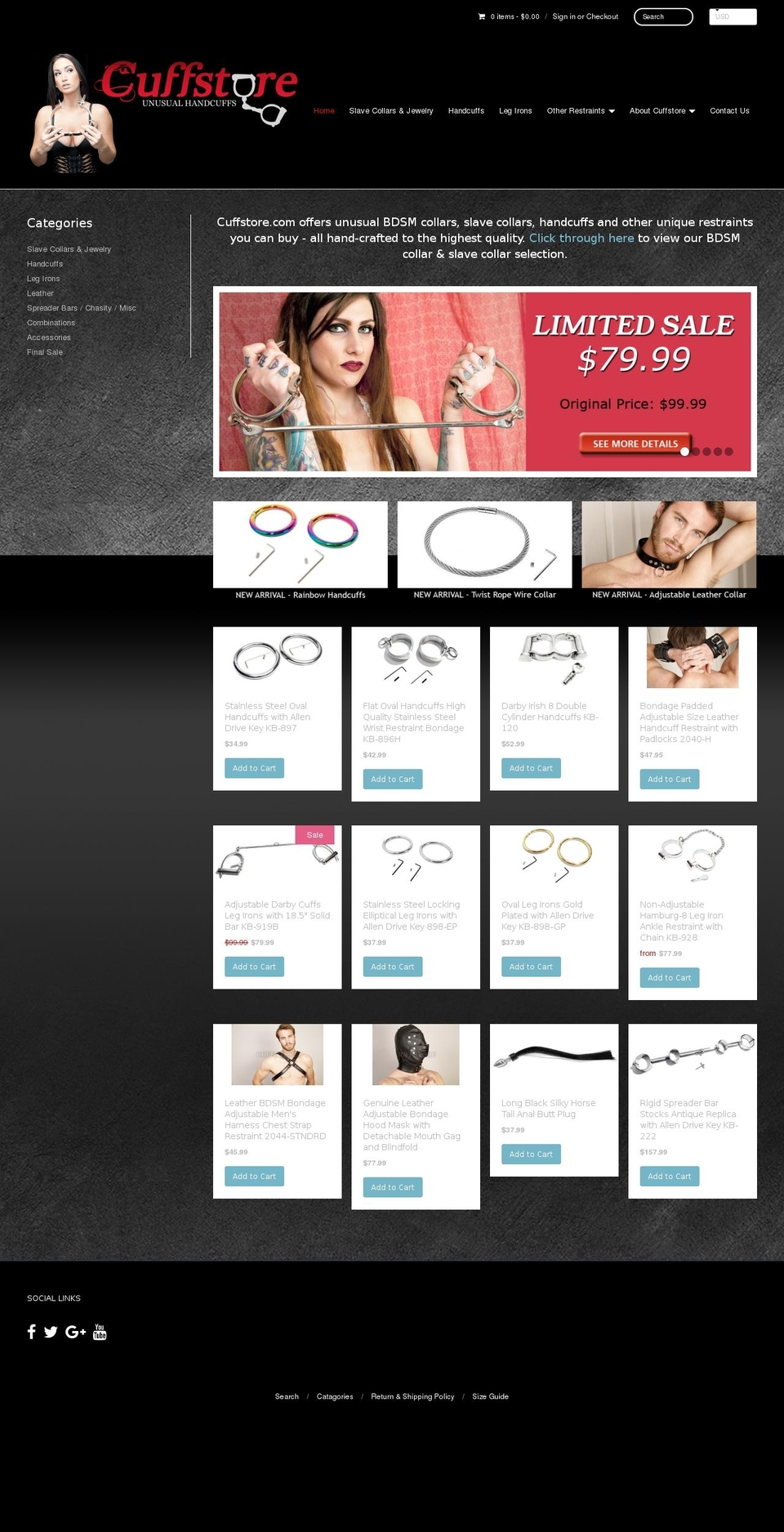 cuffstore.com shopify website screenshot