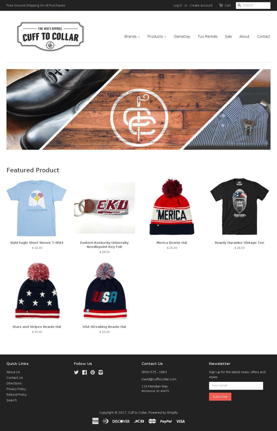 cufftocollar.com shopify website screenshot