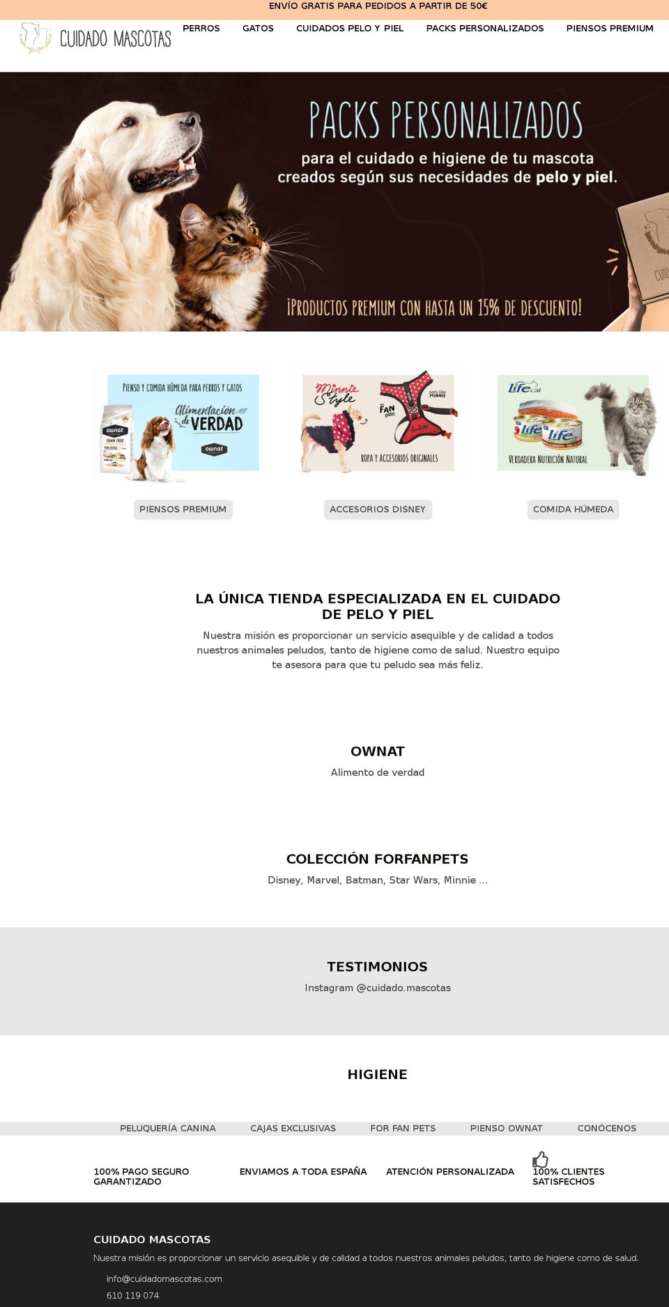 cuidadomascotas.com shopify website screenshot