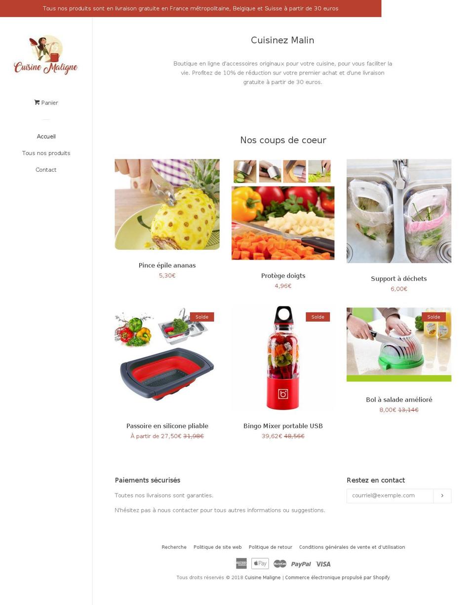 cuisinemaligne.com — Shopify storefront screenshot