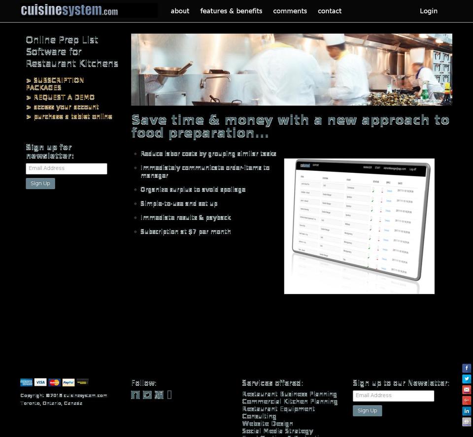 Lucid One Shopify theme site example cuisinesystem.com