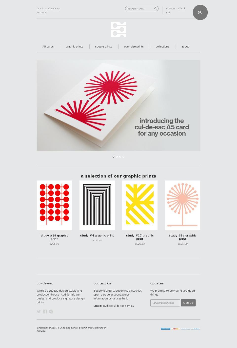 cul-de-sac-prints.com shopify website screenshot
