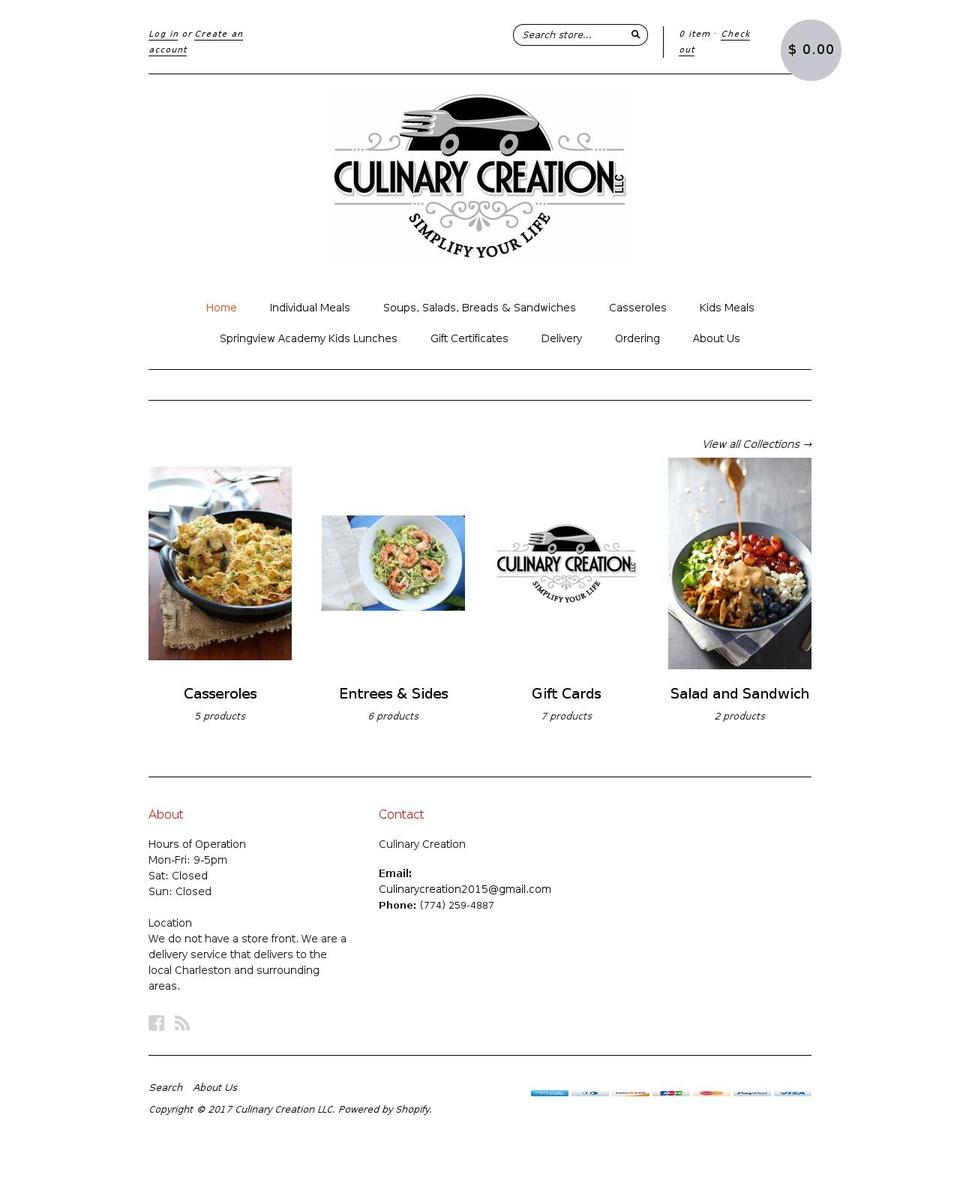 Foodie Shopify theme site example culinary-creation.com
