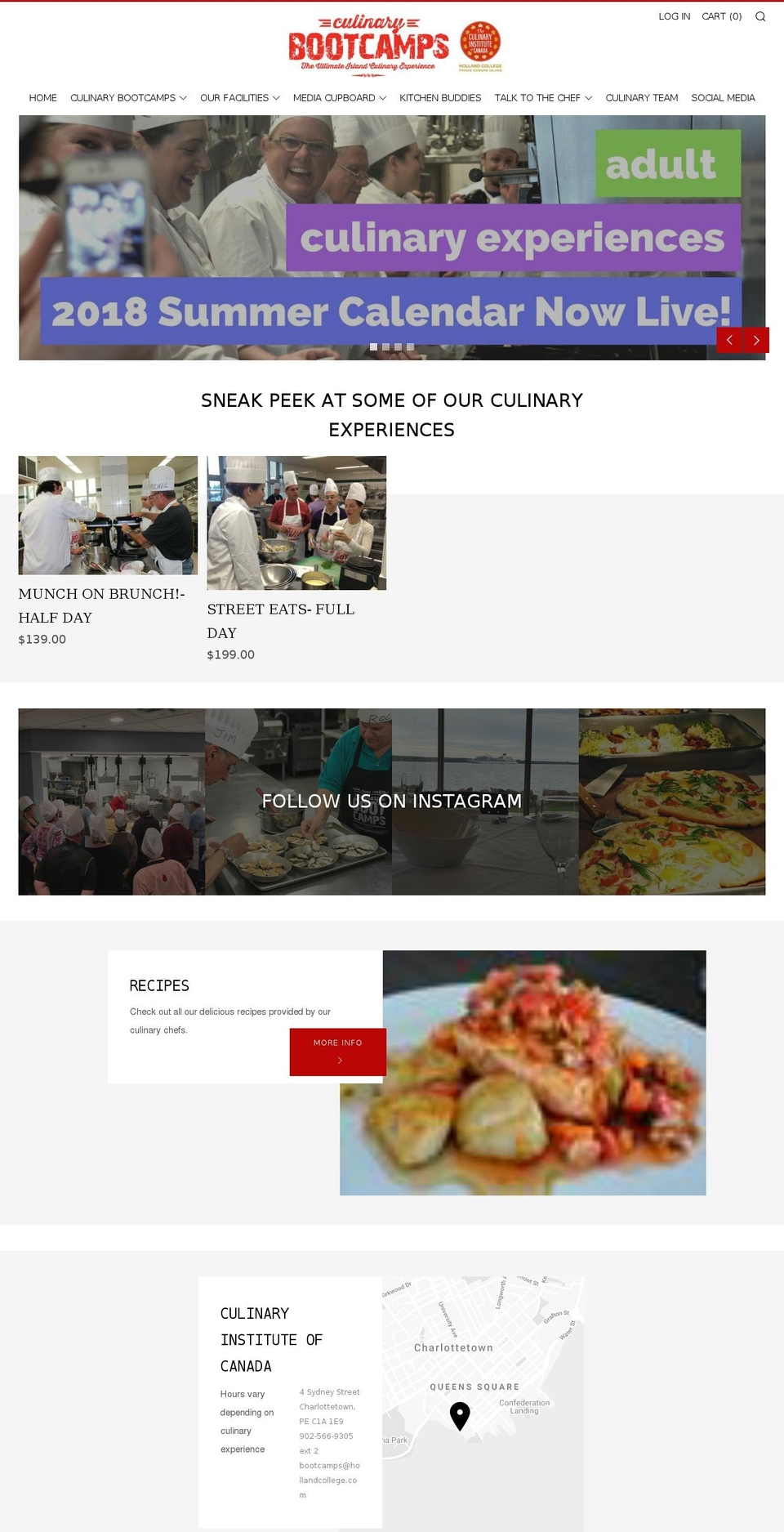 culinarybootcamps.com shopify website screenshot