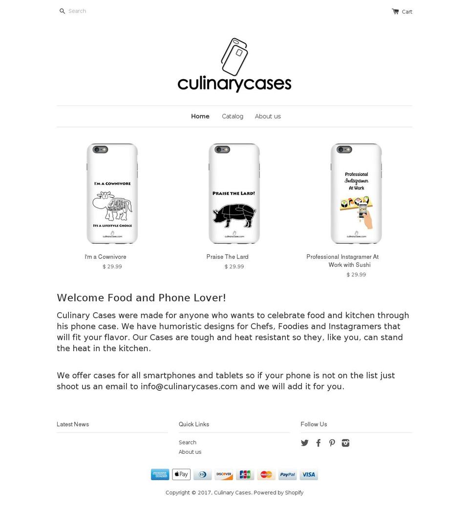 culinarycases.com shopify website screenshot