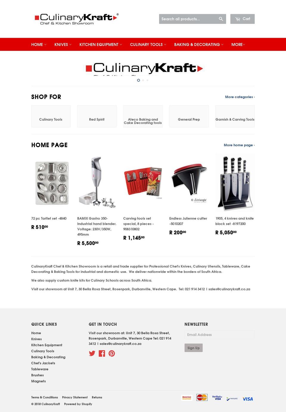 culinarykraft.co.za shopify website screenshot