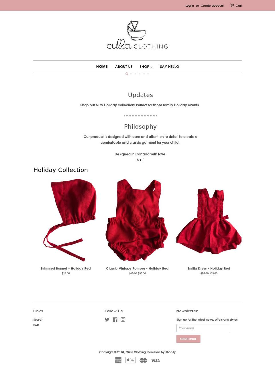 cullaclothing.com — Shopify storefront screenshot
