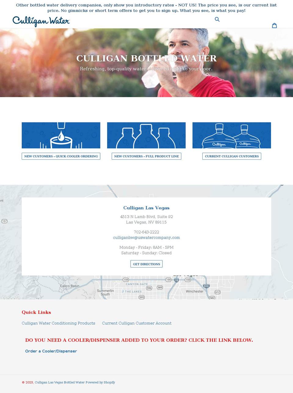 culliganbw.com shopify website screenshot