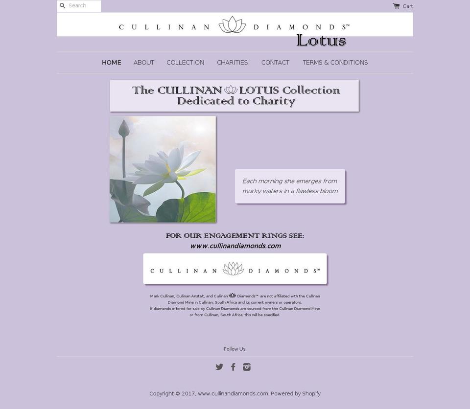 cullinandiamondslotus.com shopify website screenshot