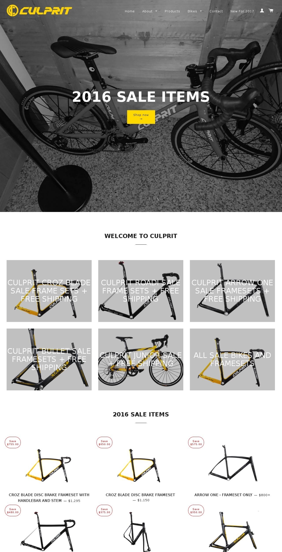 Brooklyn Shopify theme site example culpritbicycles.com