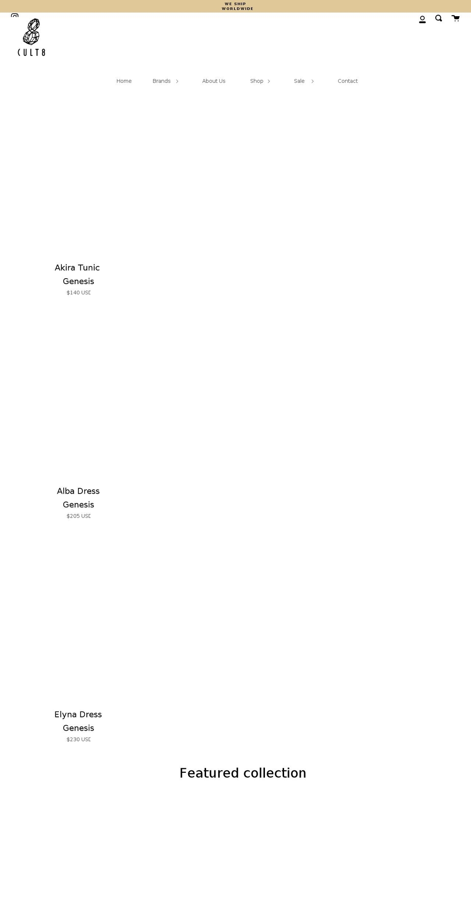 cult8.com shopify website screenshot
