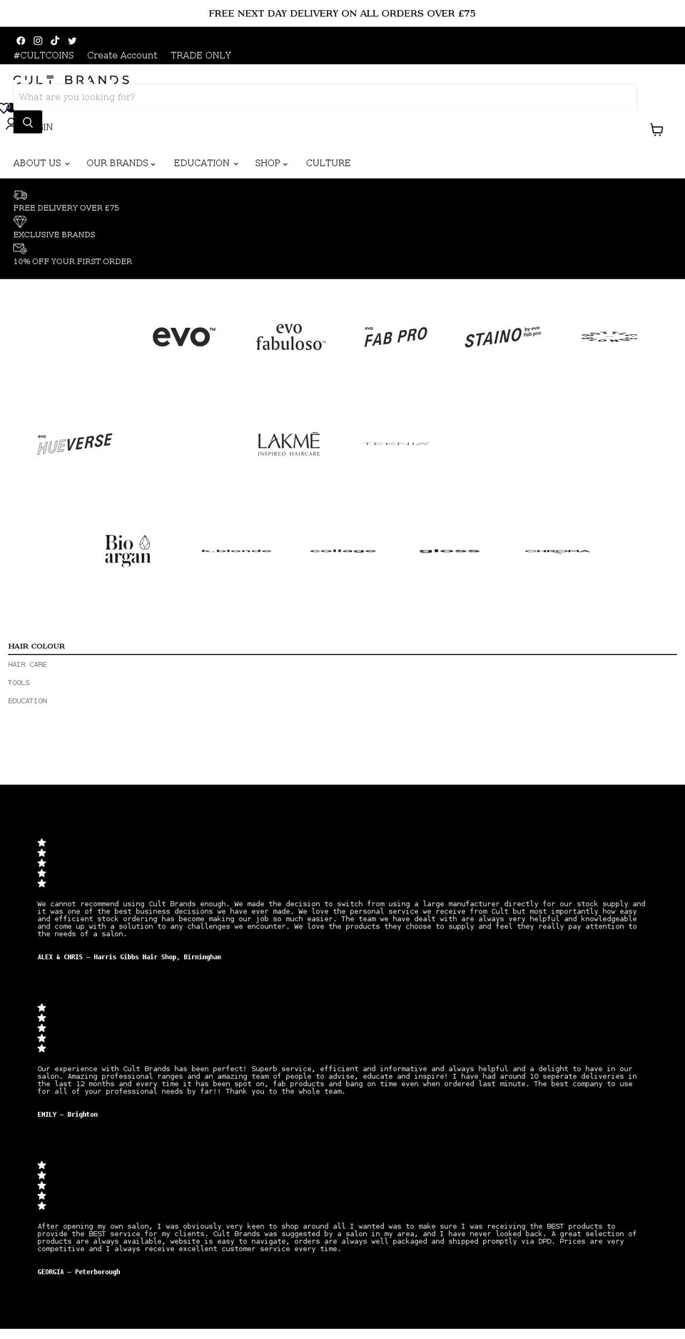cultbrands.com shopify website screenshot