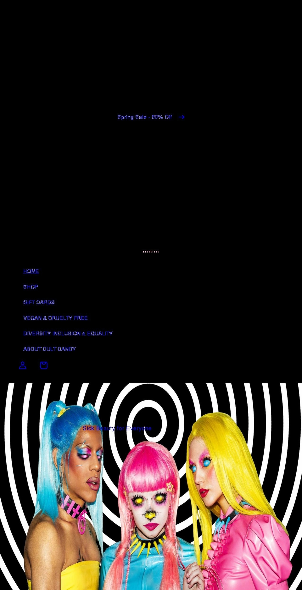 cultcandycosmetics.com shopify website screenshot