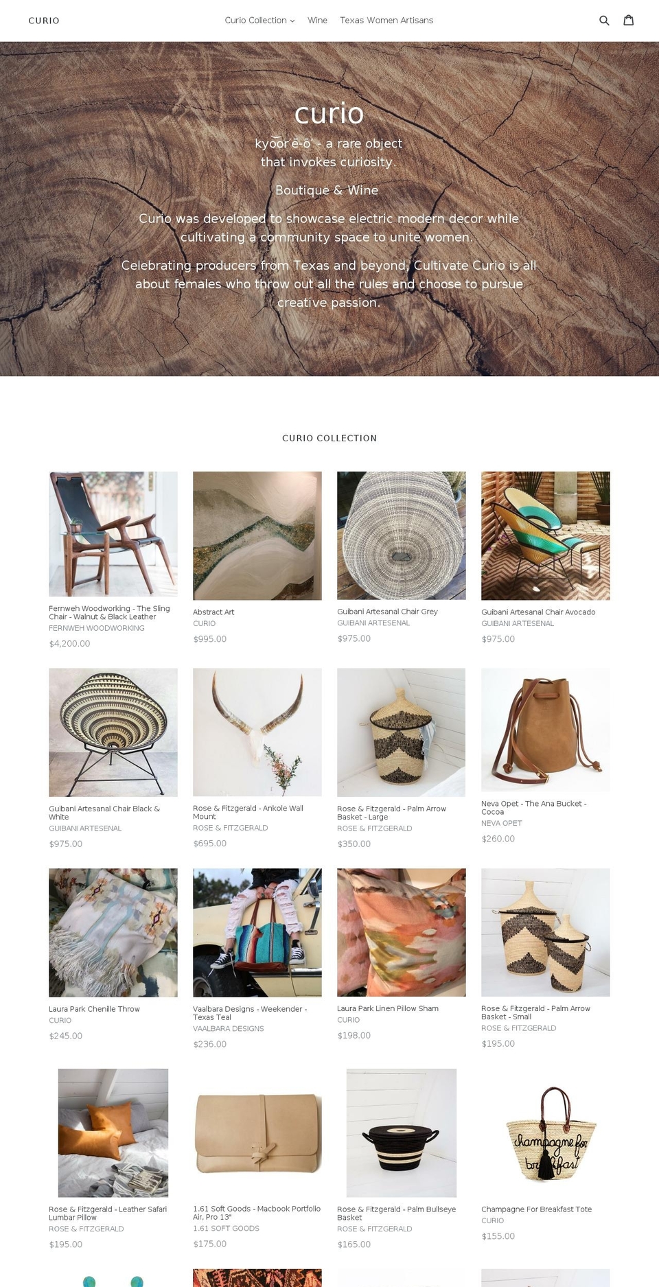 cultivatecurio.com — Shopify storefront screenshot