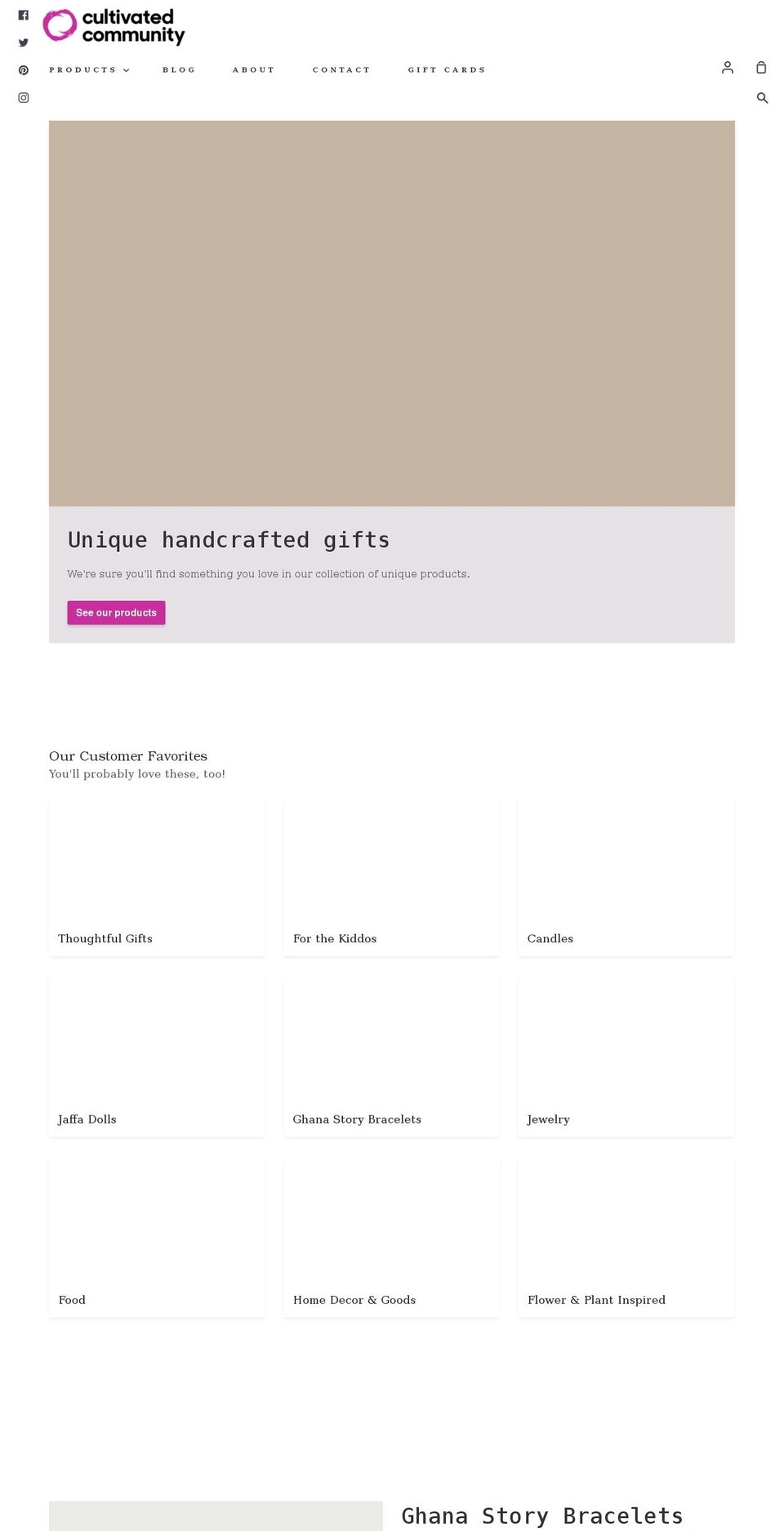 cultivatedcommunity.com shopify website screenshot