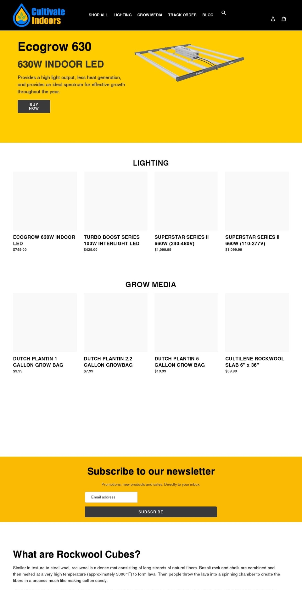 cultivateindoors.com shopify website screenshot