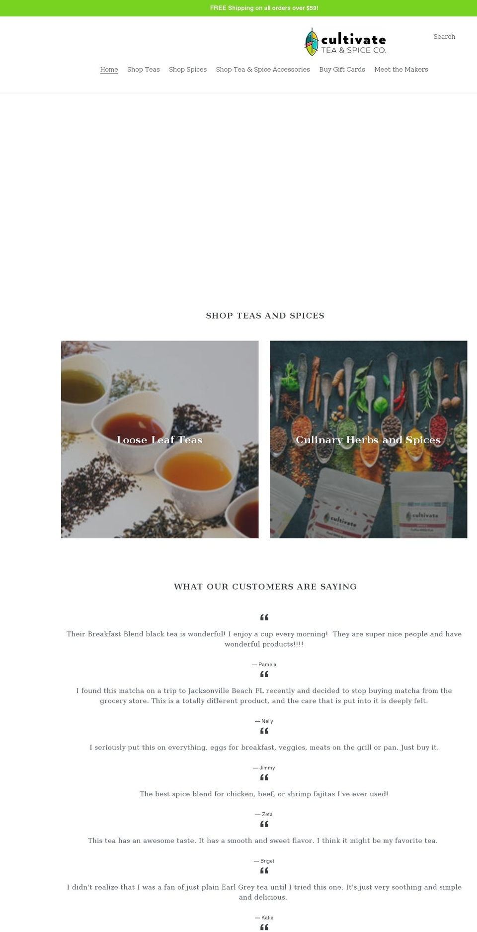 cultivateteaandspice.com shopify website screenshot