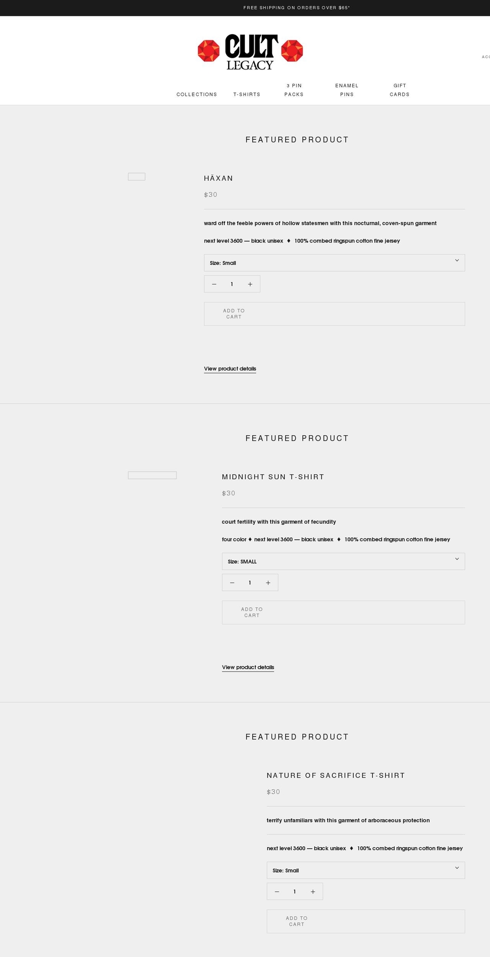 cultlegacy.com shopify website screenshot