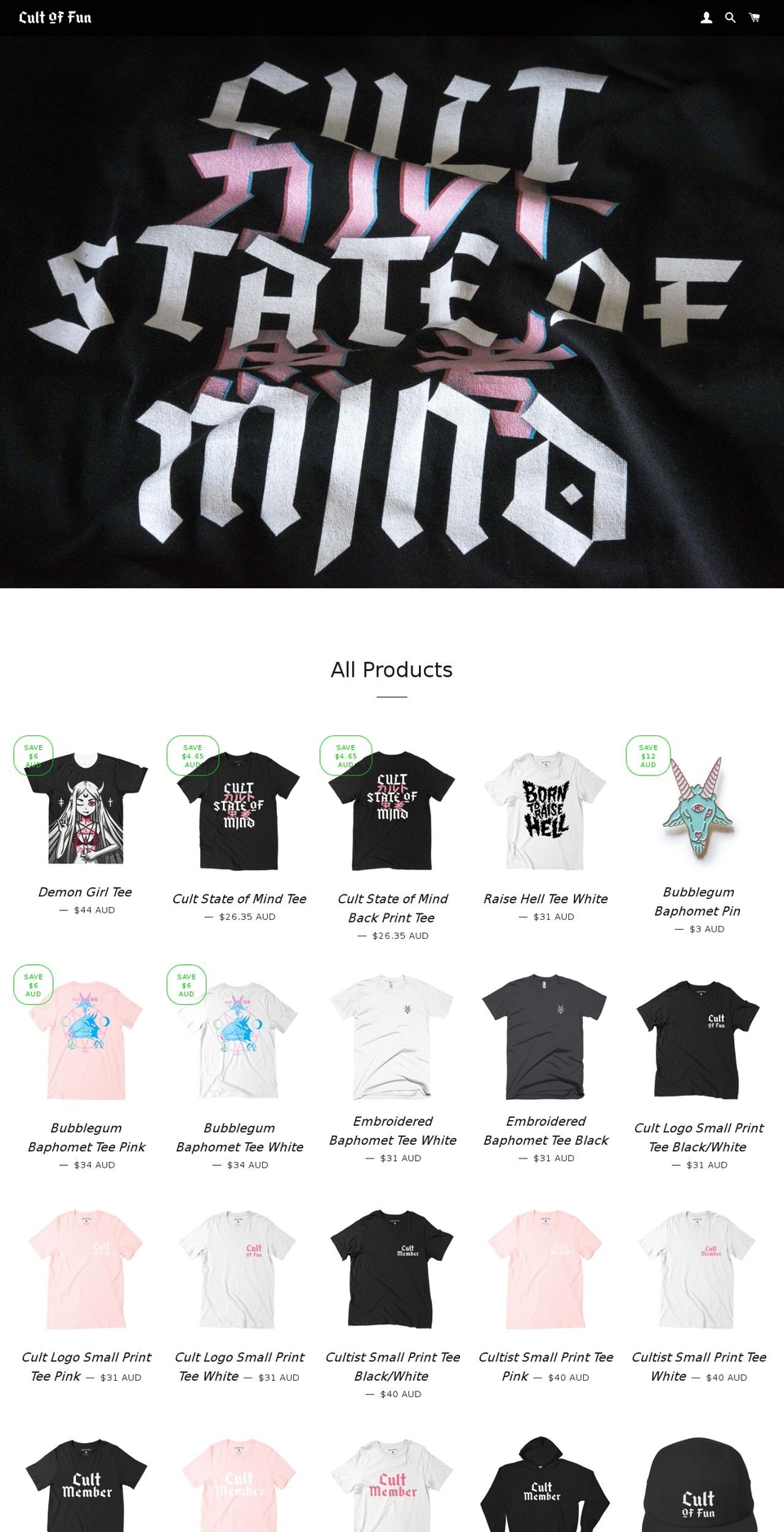 cultoffun-shop.com — Shopify storefront screenshot
