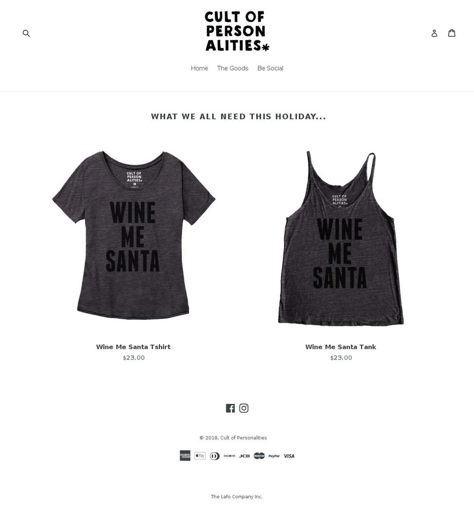 cultofpersonalities.com — Shopify storefront screenshot