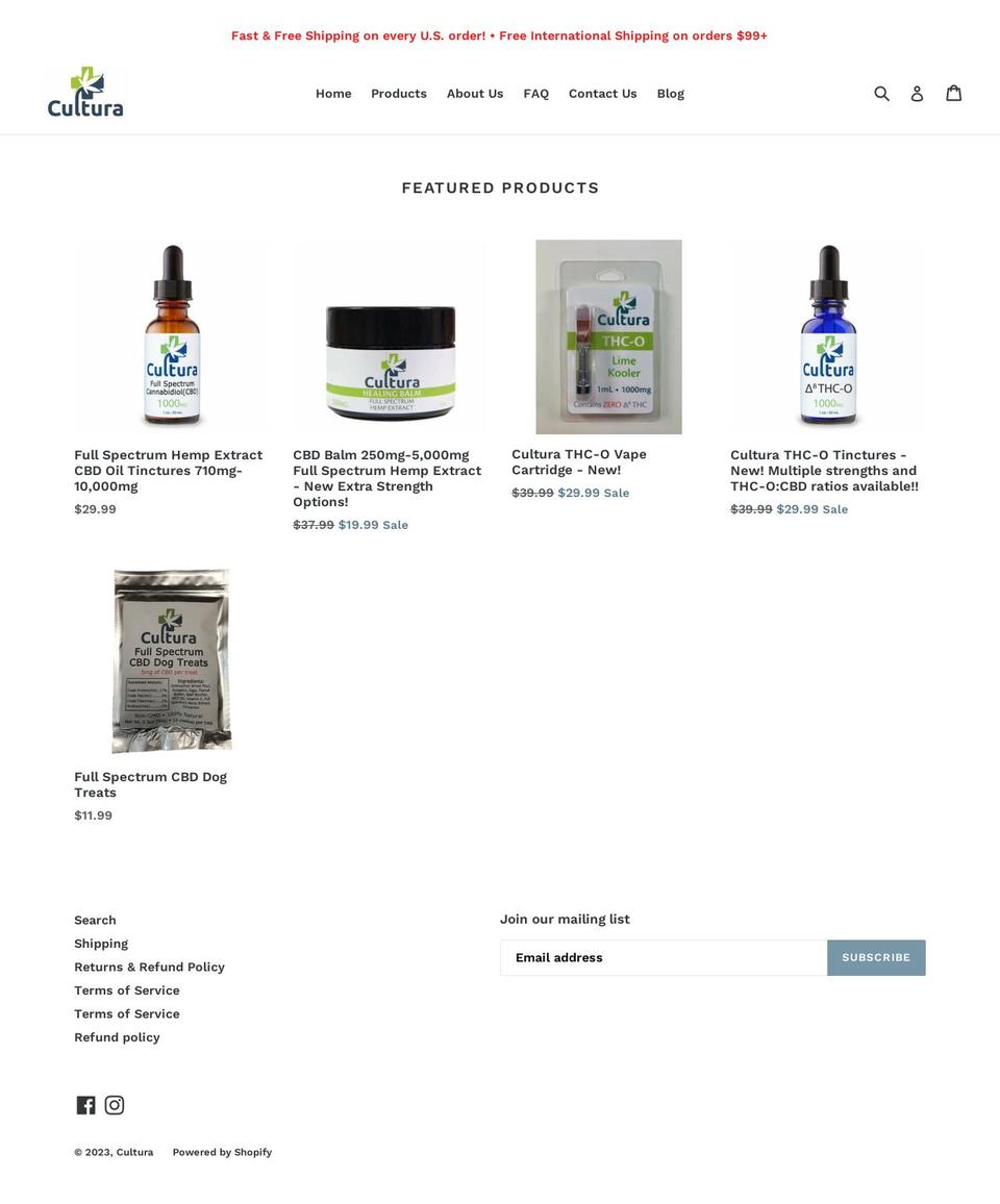 culturacbd.com shopify website screenshot