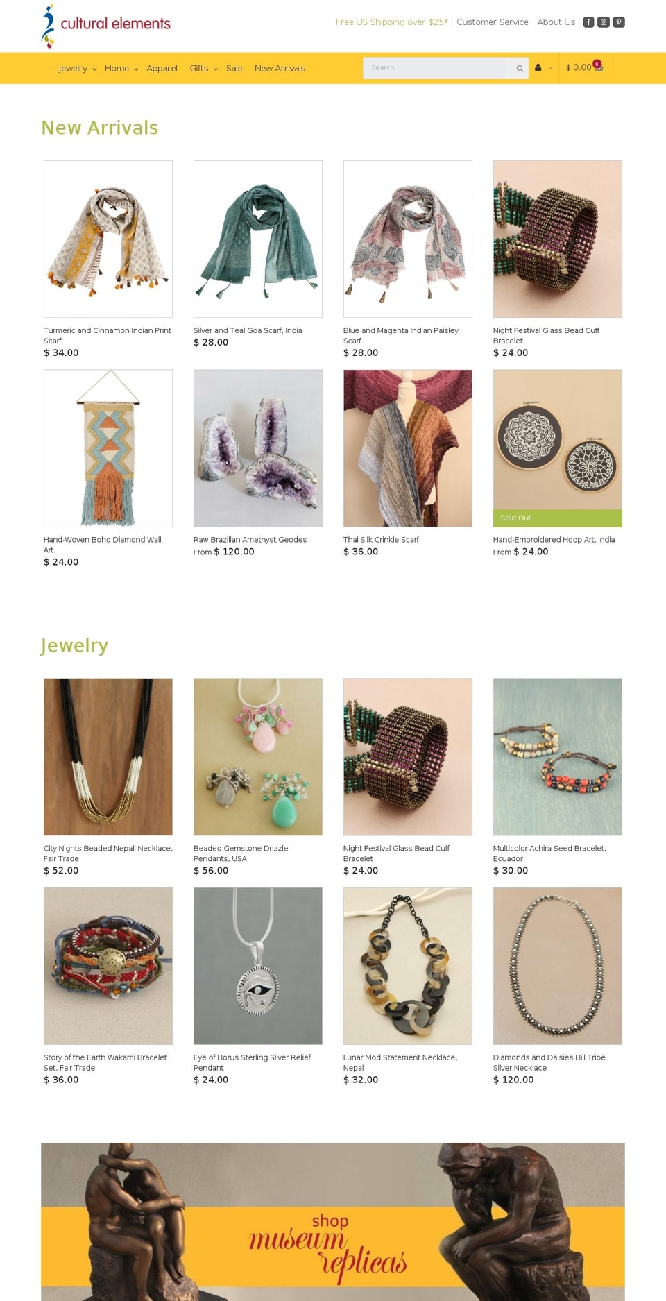 culturalelements.org shopify website screenshot