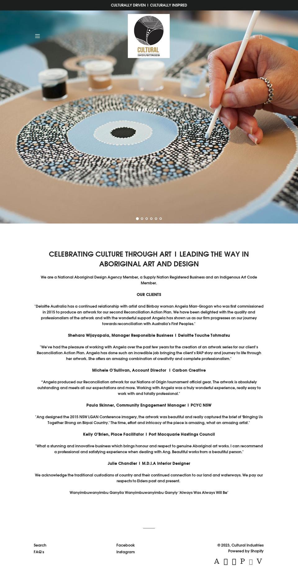 culturalindustries.com.au shopify website screenshot