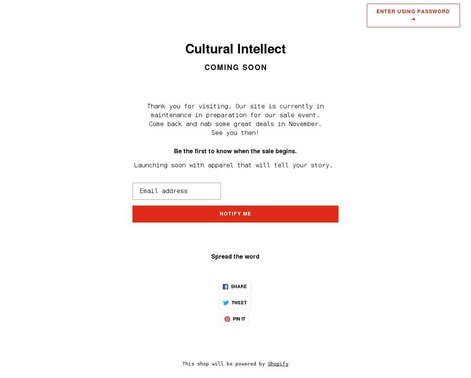 culturalintellect.com shopify website screenshot